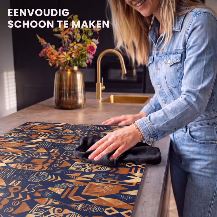Inductie beschermer en spatscherm (2in1) - Nachtblauw - Koper - Tribaal - Maskers — 5