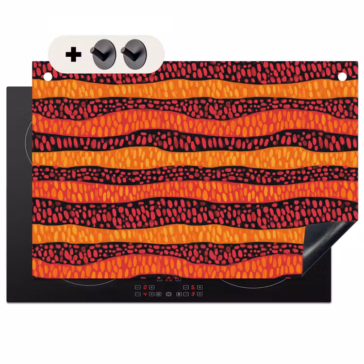 Inductie beschermer en spatscherm (2in1) - Oranje - Roze - Expressief - Patroon — 1