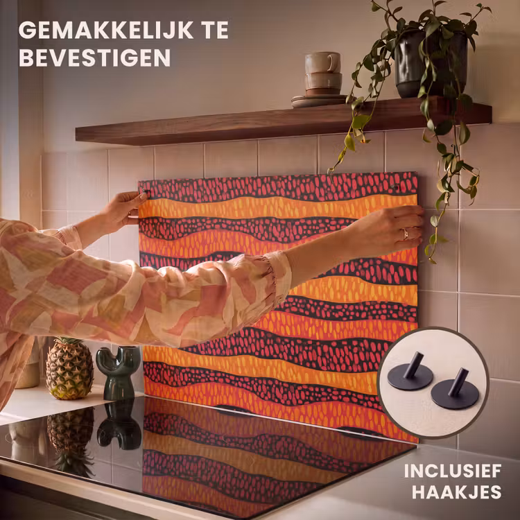Inductie beschermer en spatscherm (2in1) - Oranje - Roze - Expressief - Patroon — 7