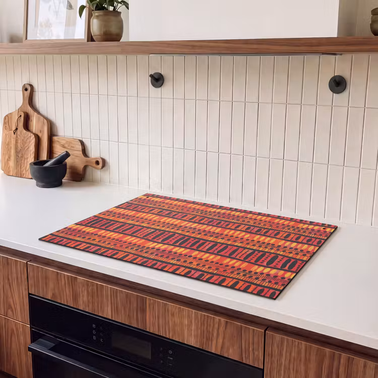 Inductie beschermer en spatscherm (2in1) - Rood - Oranje - Etnisch - Expressief - Patroon — 3