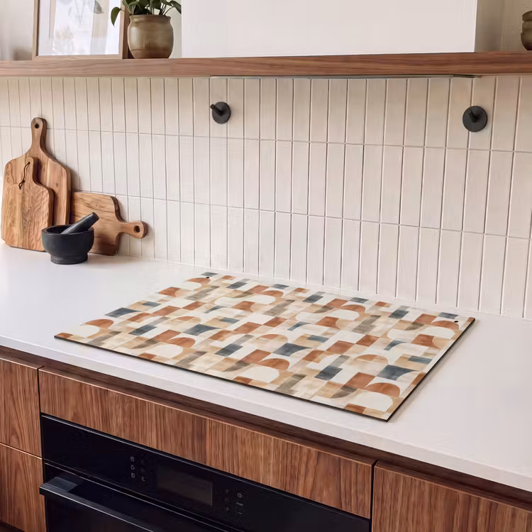 Inductie beschermer en spatscherm (2in1) - Terracotta - Geometrisch - Aquarel - Textuur — 3