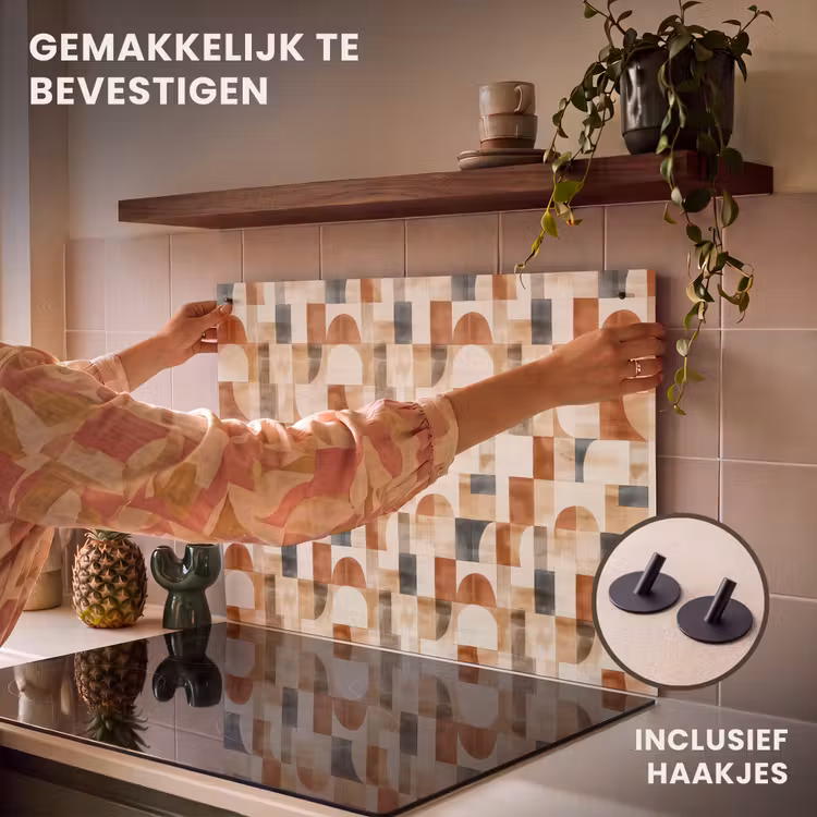Inductie beschermer en spatscherm (2in1) - Terracotta - Geometrisch - Aquarel - Textuur — 7