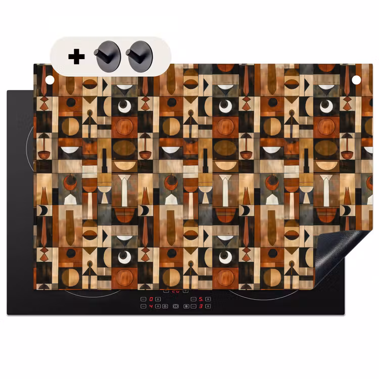 Inductie beschermer en spatscherm (2in1) - Terracotta - Geometrisch - Mid-Century - Patroon — 1