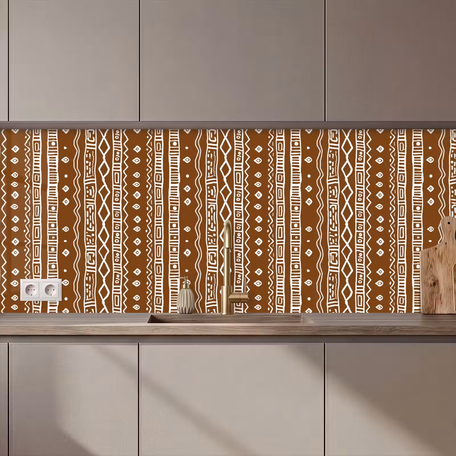 Keuken achterwand - Chocoladebruin - Etnisch - Tribaal - Patroon — 1