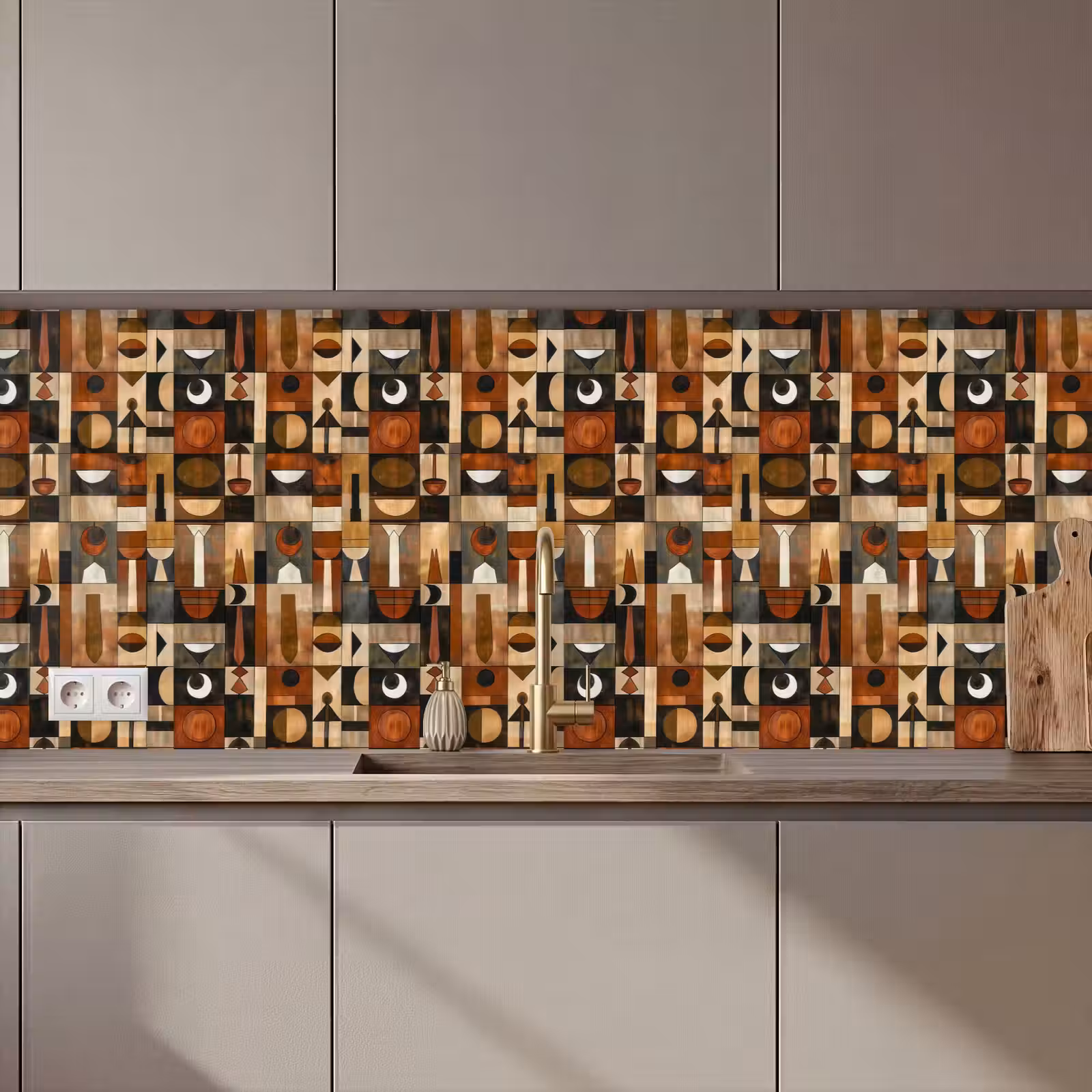 Keuken achterwand - Terracotta - Geometrisch - Mid-Century - Patroon — 1