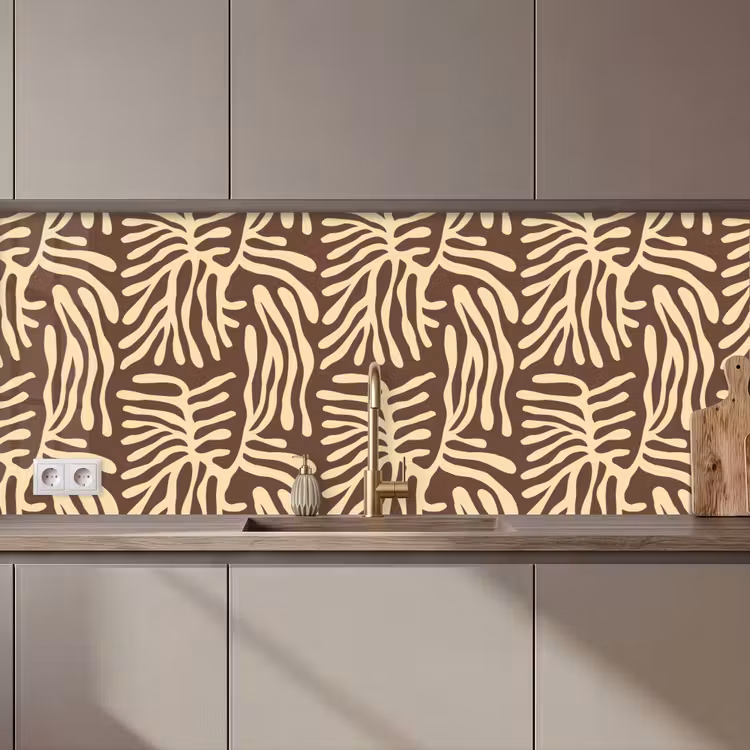 Keuken achterwand - Bruin - Koraal - Expressief - Patroon — 1