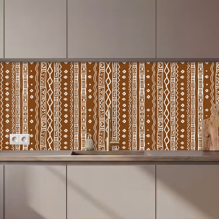 Keuken achterwand - Chocoladebruin - Etnisch - Tribaal - Patroon — 1