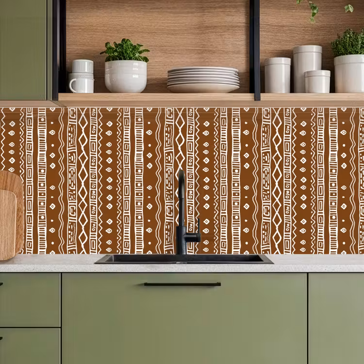 Keuken achterwand - Chocoladebruin - Etnisch - Tribaal - Patroon — 5