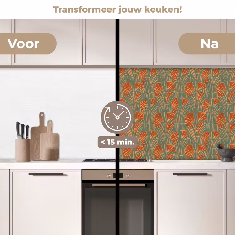 Keuken achterwand - Groen - Terracotta - Deco - Waaiers — 2