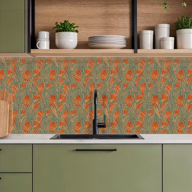Keuken achterwand - Groen - Terracotta - Deco - Waaiers — 5