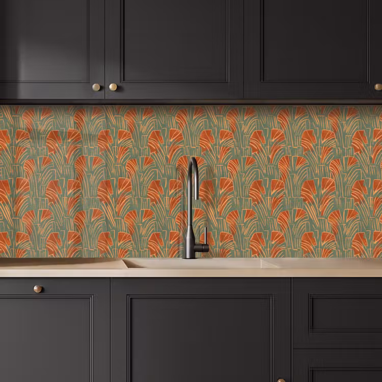 Keuken achterwand - Groen - Terracotta - Deco - Waaiers — 6