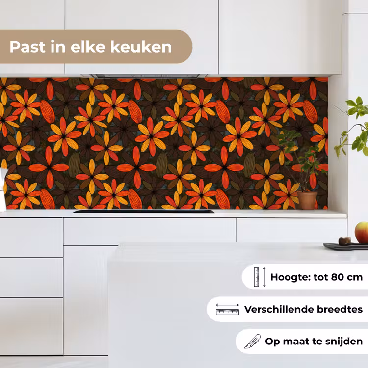 Keuken achterwand - Oranje - Retro - Bloemen - Herfst — 4