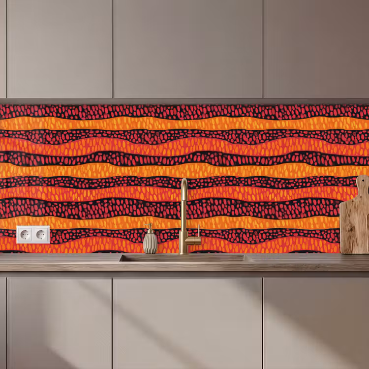 Keuken achterwand - Oranje - Roze - Expressief - Patroon — 1