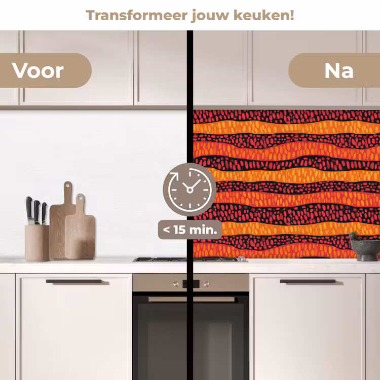 Keuken achterwand - Oranje - Roze - Expressief - Patroon — 2
