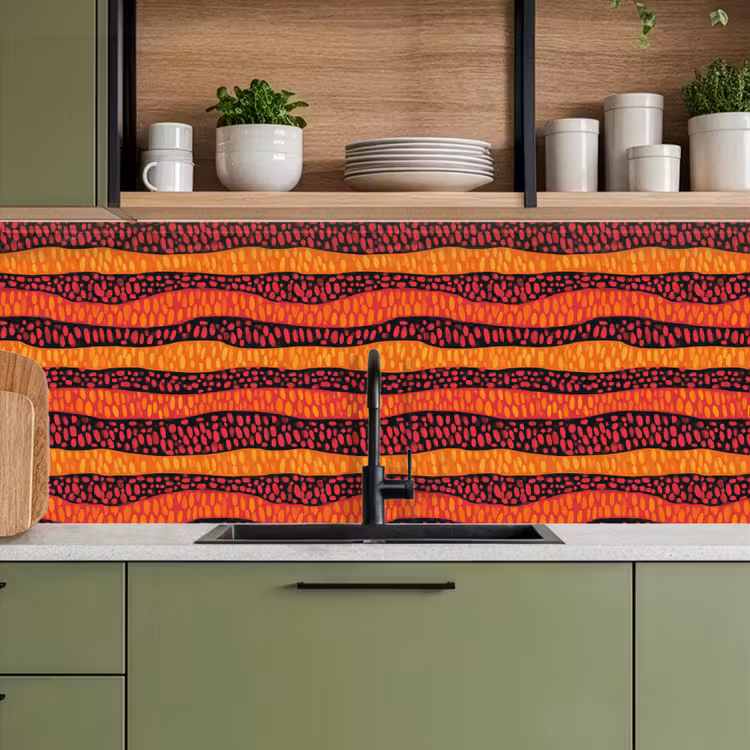 Keuken achterwand - Oranje - Roze - Expressief - Patroon — 5