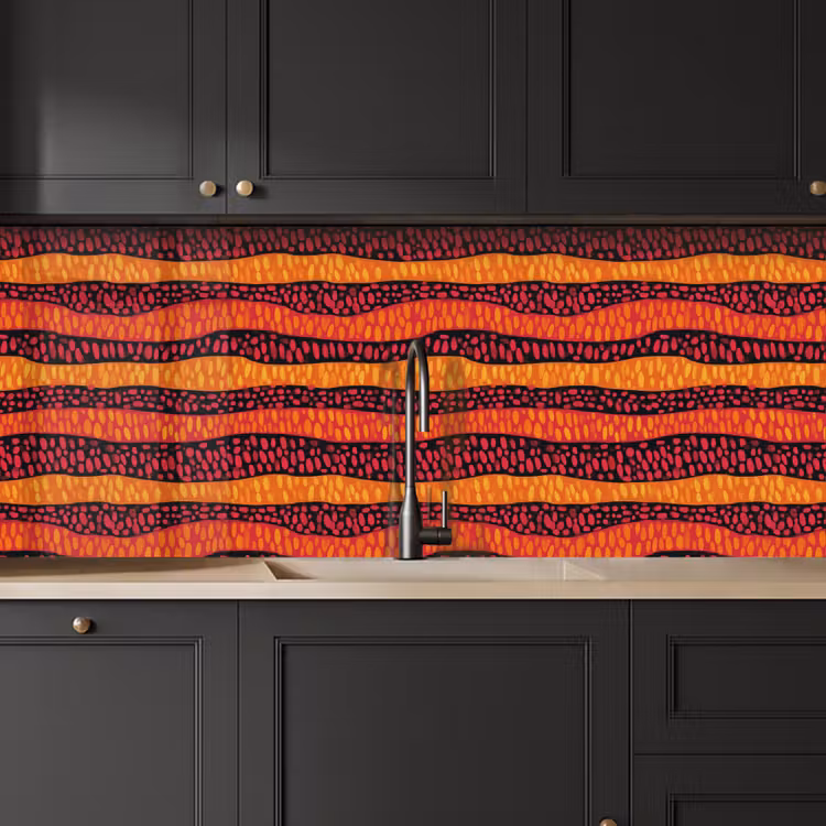 Keuken achterwand - Oranje - Roze - Expressief - Patroon — 6