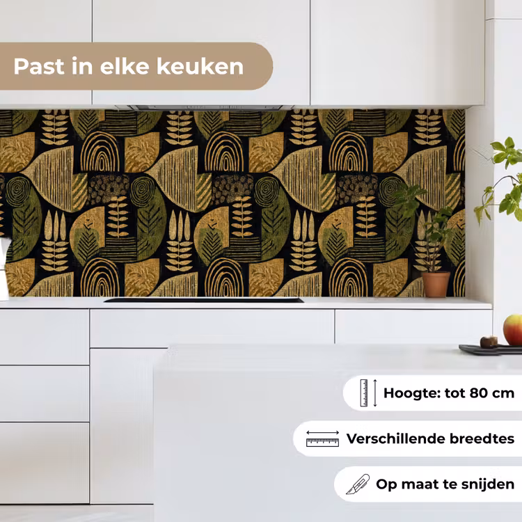 Keuken achterwand - Zwart - Okergeel - Botanisch - Textuur — 4