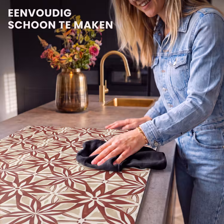 Inductie beschermer en spatscherm (2in1) - Bordeauxrood - Geometrisch - Tegel - Patroon — 5