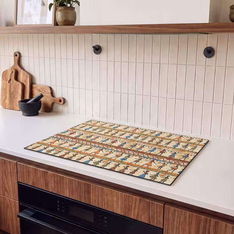 Inductie beschermer en spatscherm (2in1) - Kleurrijk - Afrikaans - Etnisch - Dansende Vrouwen - Patroon — 3