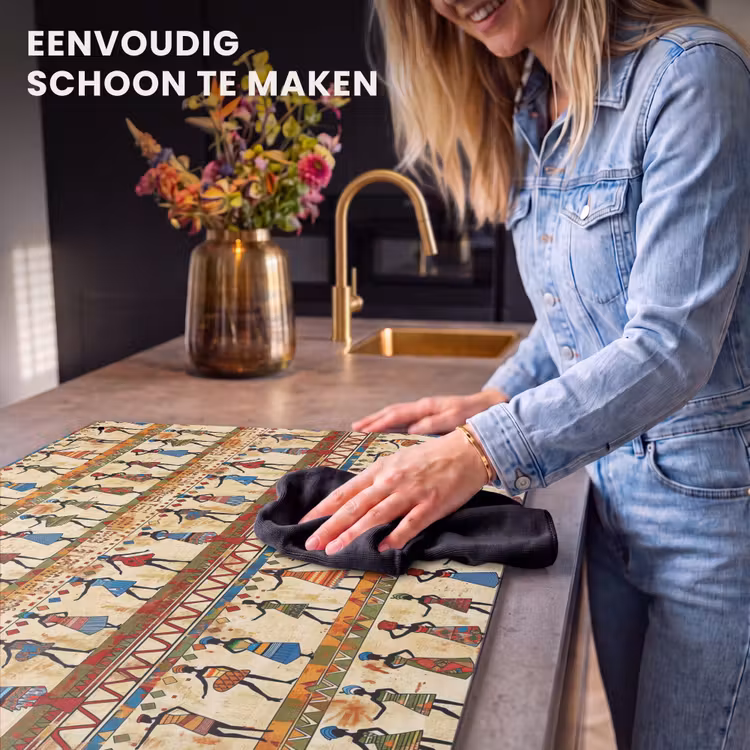 Inductie beschermer en spatscherm (2in1) - Kleurrijk - Afrikaans - Etnisch - Dansende Vrouwen - Patroon — 5