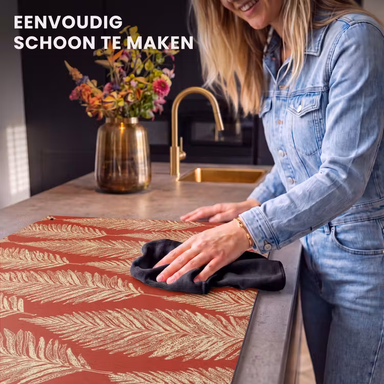 Inductie beschermer en spatscherm (2in1) - Rood - Botanisch - Varen - Patroon — 5