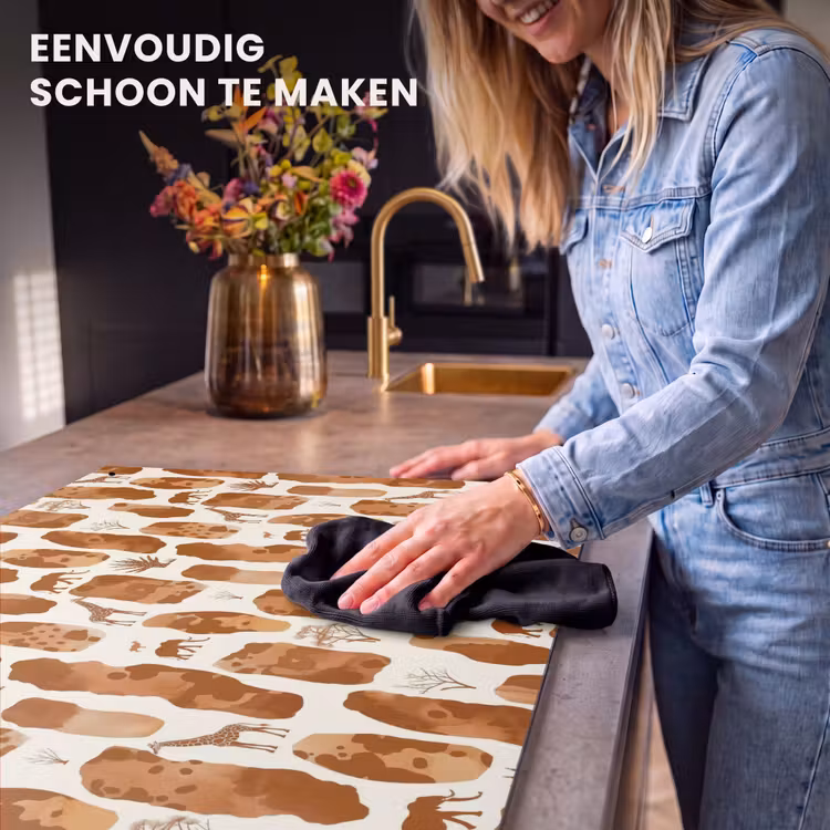 Inductie beschermer en spatscherm (2in1) - Terracotta - Safari - Dieren - Patroon — 5