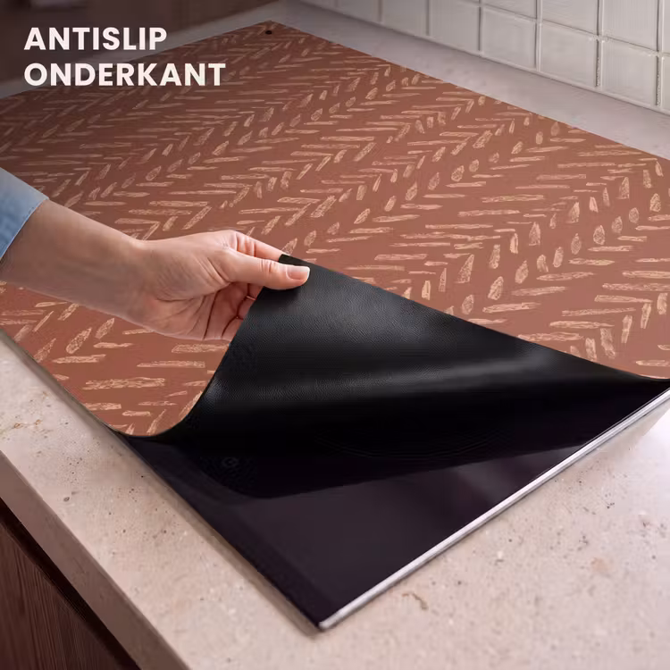 Inductie beschermer en spatscherm (2in1) - Terracotta - Visgraat - Ambachtelijk - Patroon — 4