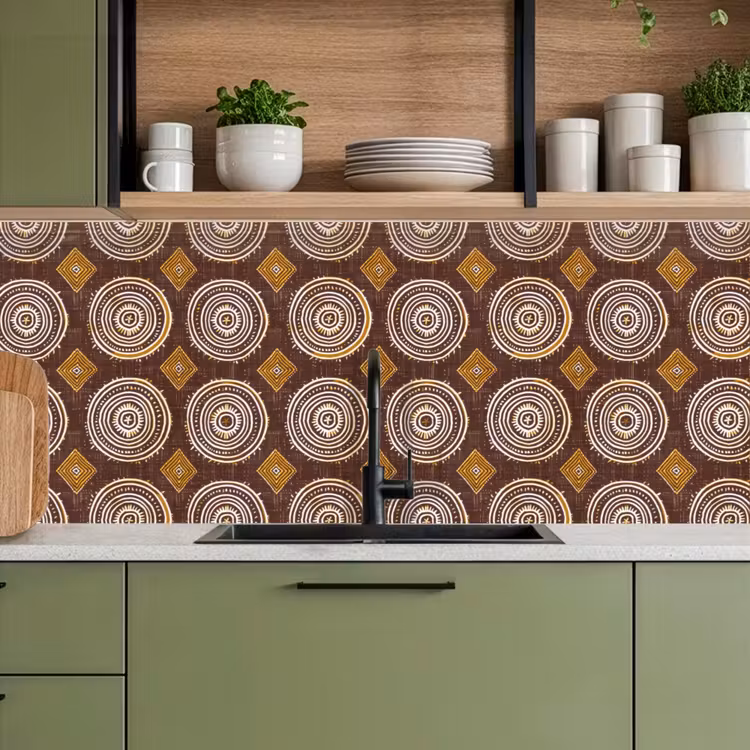Keuken achterwand - Chocoladebruin - Etnisch - Tribaal - Cirkels - Patroon — 5