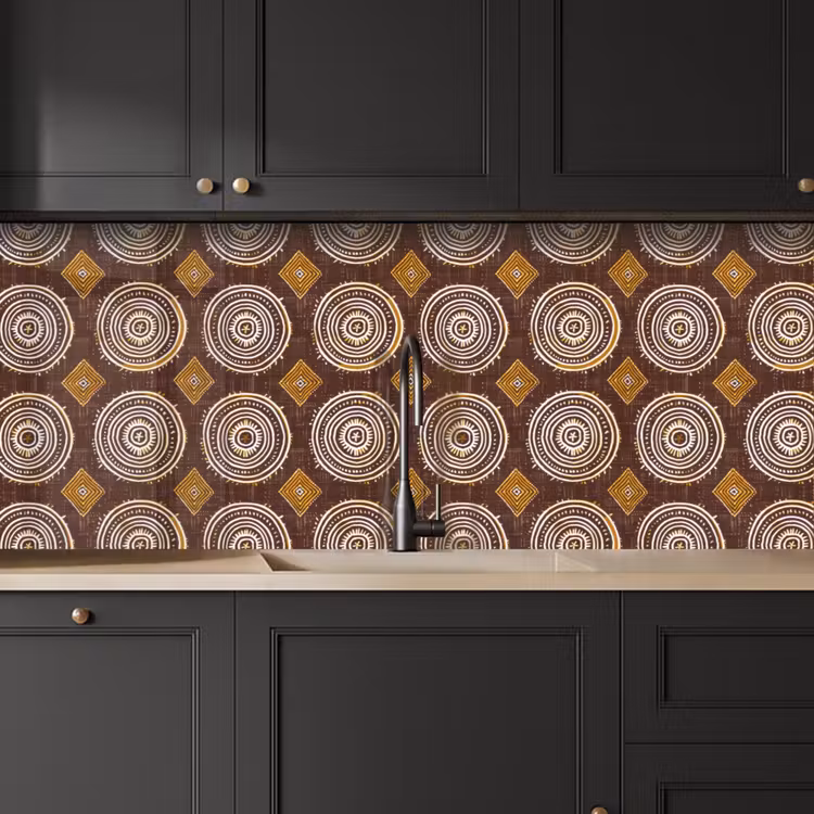 Keuken achterwand - Chocoladebruin - Etnisch - Tribaal - Cirkels - Patroon — 6