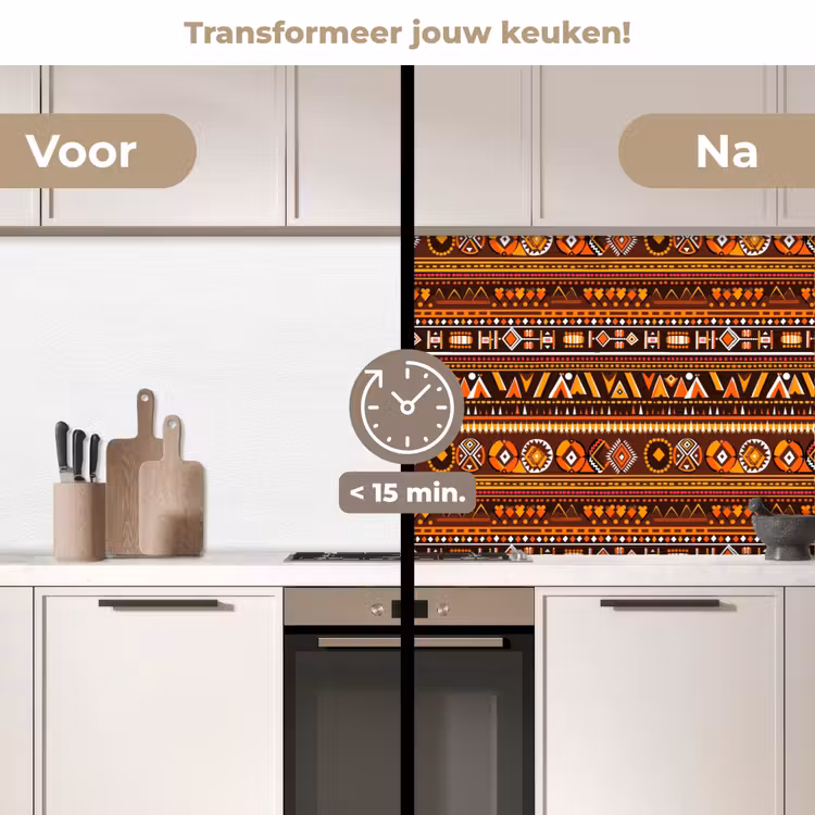 Keuken achterwand - Oranje - Etnisch - Tribaal - Geometrisch - Patroon — 2