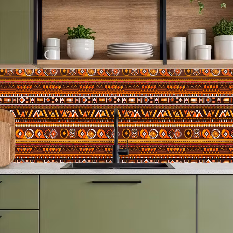 Keuken achterwand - Oranje - Etnisch - Tribaal - Geometrisch - Patroon — 5