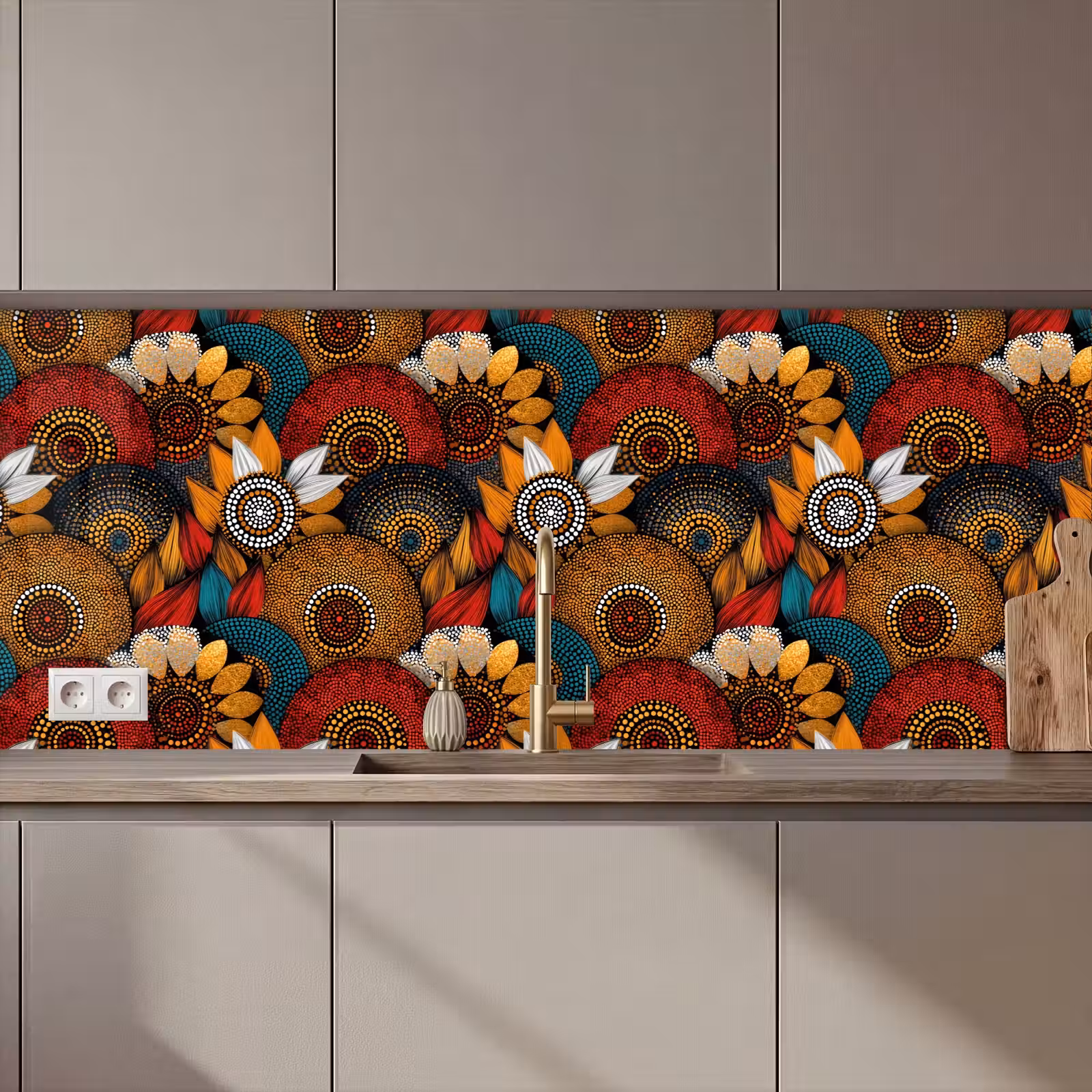 Keuken achterwand - Kleurrijk - Aboriginal - Dot Painting - Botanisch - Patroon — 1