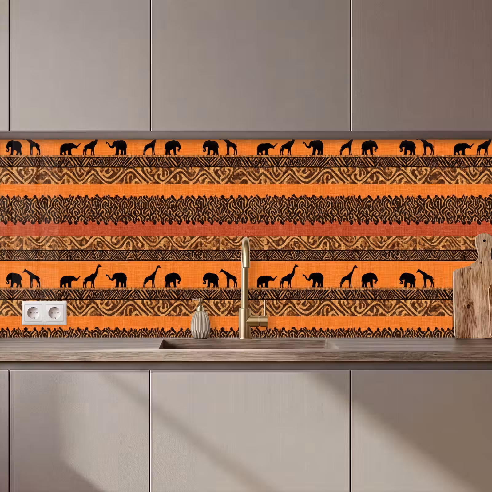Keuken achterwand - Oranje - Safari - Afrikaans - Dieren - Patroon — 1