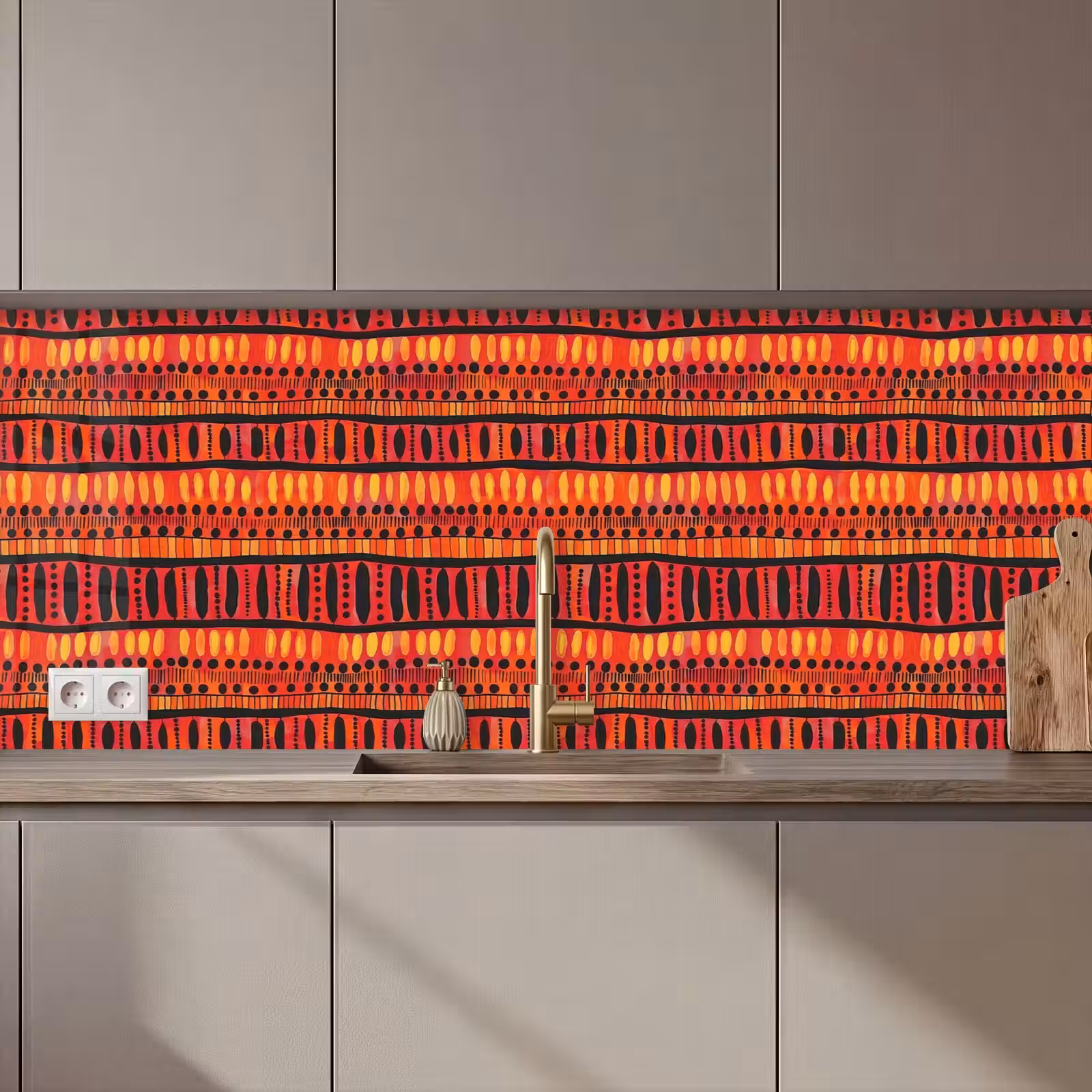 Keuken achterwand - Rood - Oranje - Etnisch - Expressief - Patroon — 1