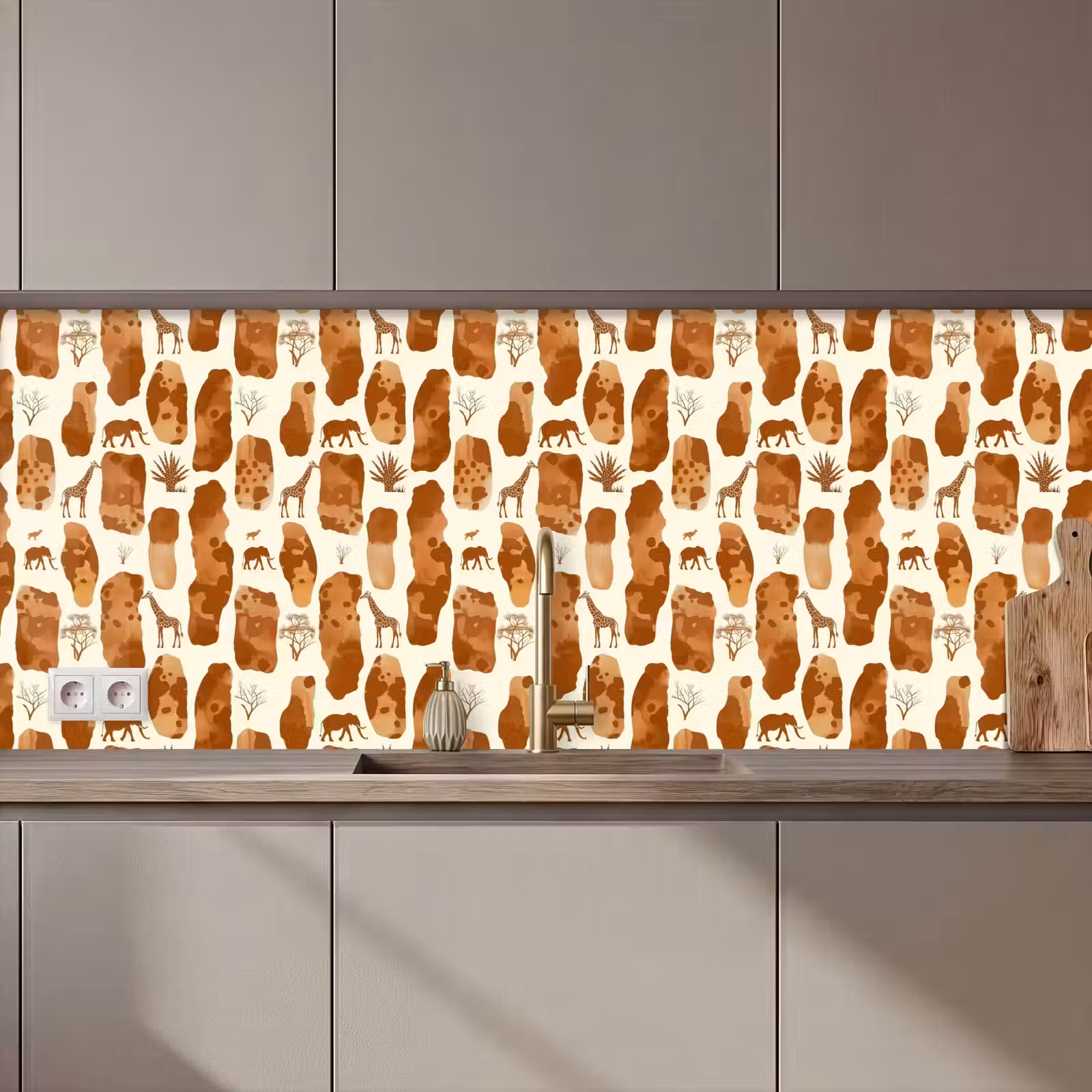 Keuken achterwand - Terracotta - Safari - Dieren - Patroon — 1