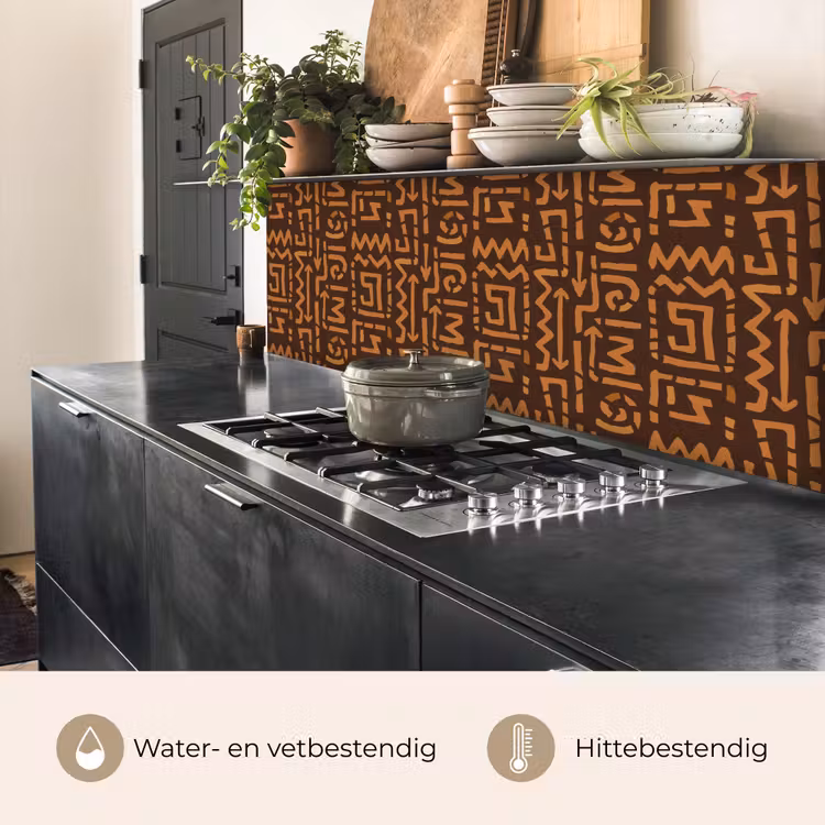 Keuken achterwand - Chocoladebruin - Etnisch - Tribaal - Symbolen — 3