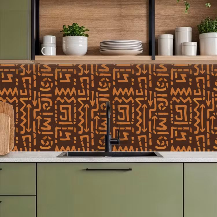 Keuken achterwand - Chocoladebruin - Etnisch - Tribaal - Symbolen — 5