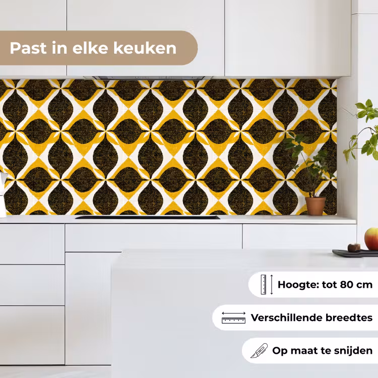 Keuken achterwand - Geel - Zwart - Geometrisch - Retro - Textuur — 4