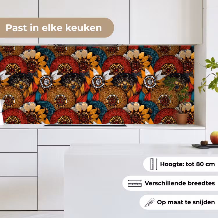 Keuken achterwand - Kleurrijk - Aboriginal - Dot Painting - Botanisch - Patroon — 4