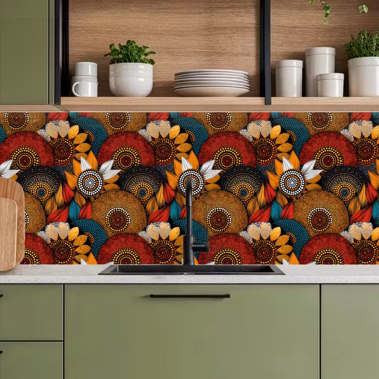 Keuken achterwand - Kleurrijk - Aboriginal - Dot Painting - Botanisch - Patroon — 5