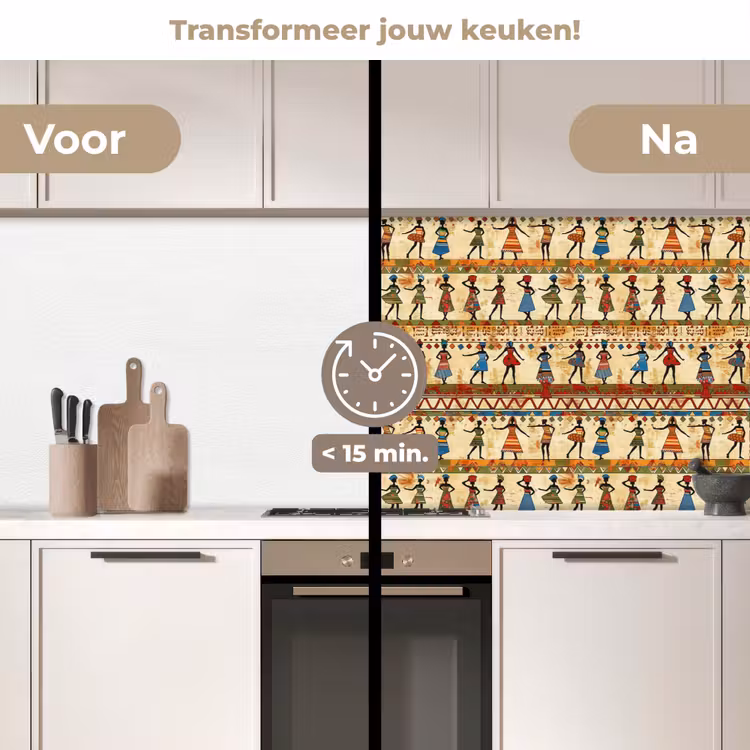 Keuken achterwand - Kleurrijk - Afrikaans - Etnisch - Dansende Vrouwen - Patroon — 2
