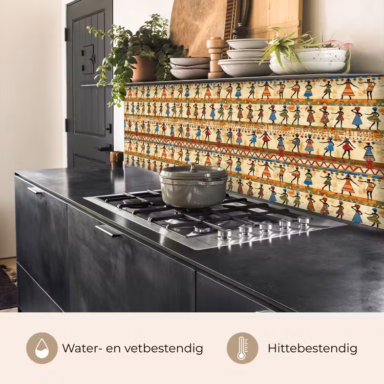 Keuken achterwand - Kleurrijk - Afrikaans - Etnisch - Dansende Vrouwen - Patroon — 3