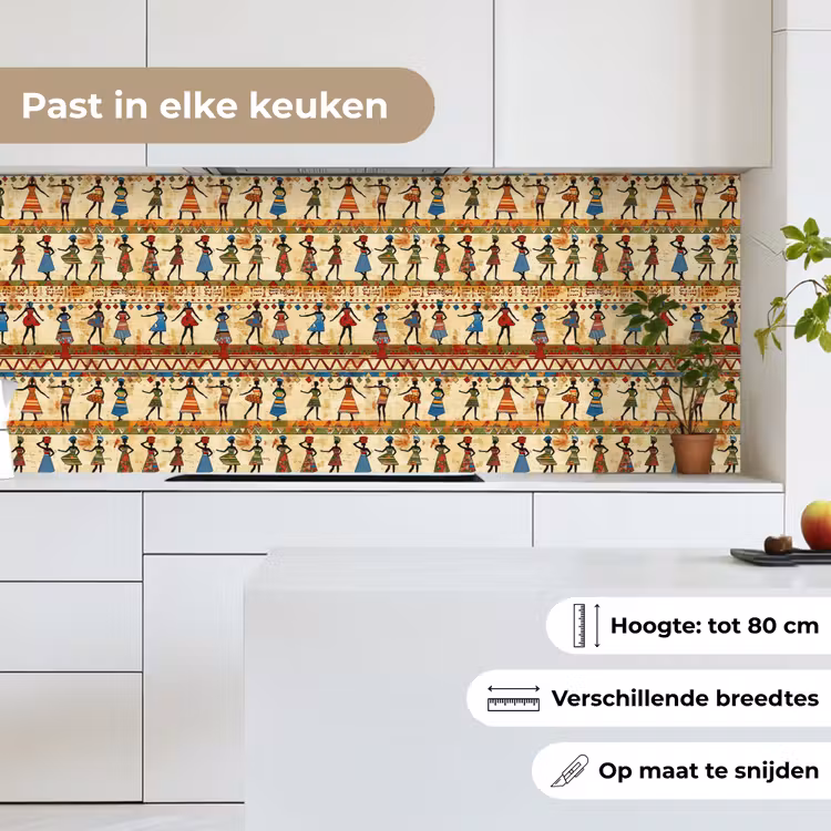 Keuken achterwand - Kleurrijk - Afrikaans - Etnisch - Dansende Vrouwen - Patroon — 4