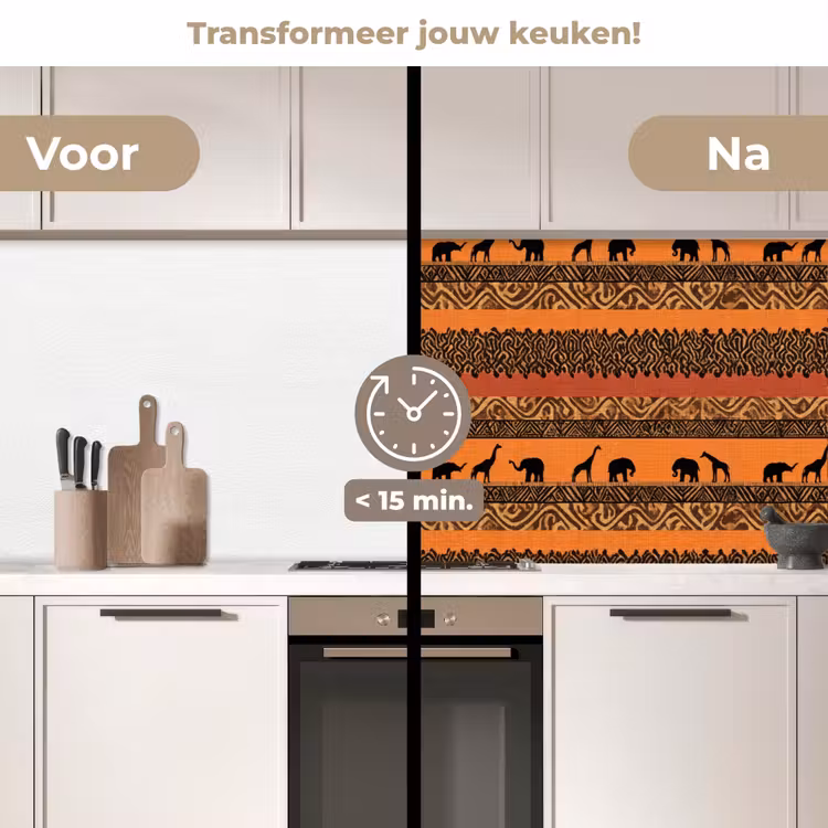 Keuken achterwand - Oranje - Safari - Afrikaans - Dieren - Patroon — 2