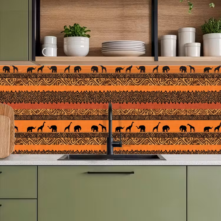 Keuken achterwand - Oranje - Safari - Afrikaans - Dieren - Patroon — 5
