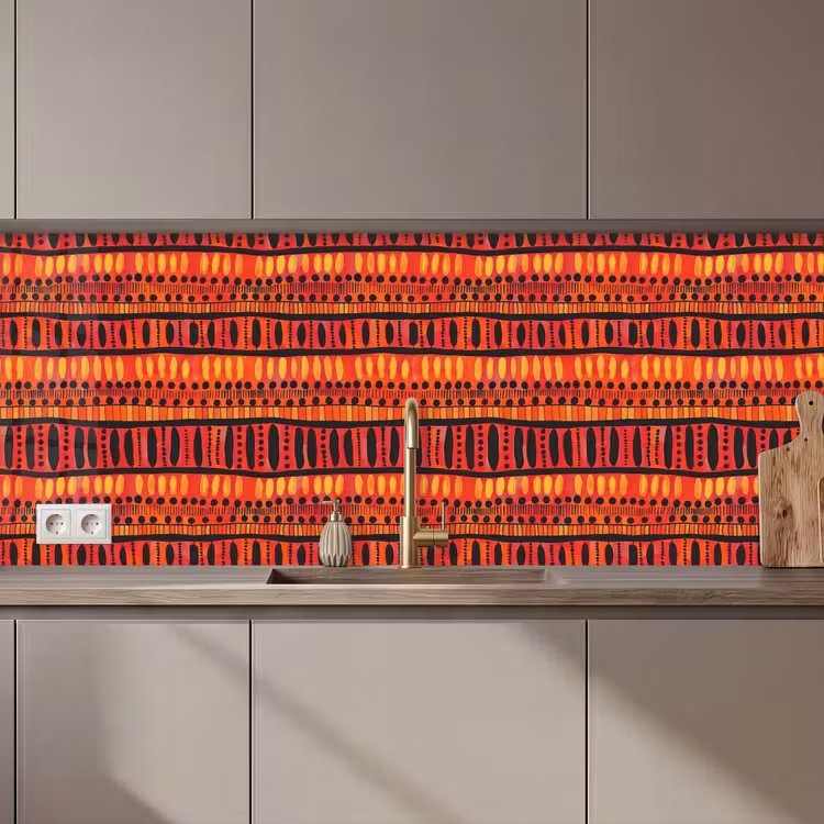 Keuken achterwand - Rood - Oranje - Etnisch - Expressief - Patroon — 1