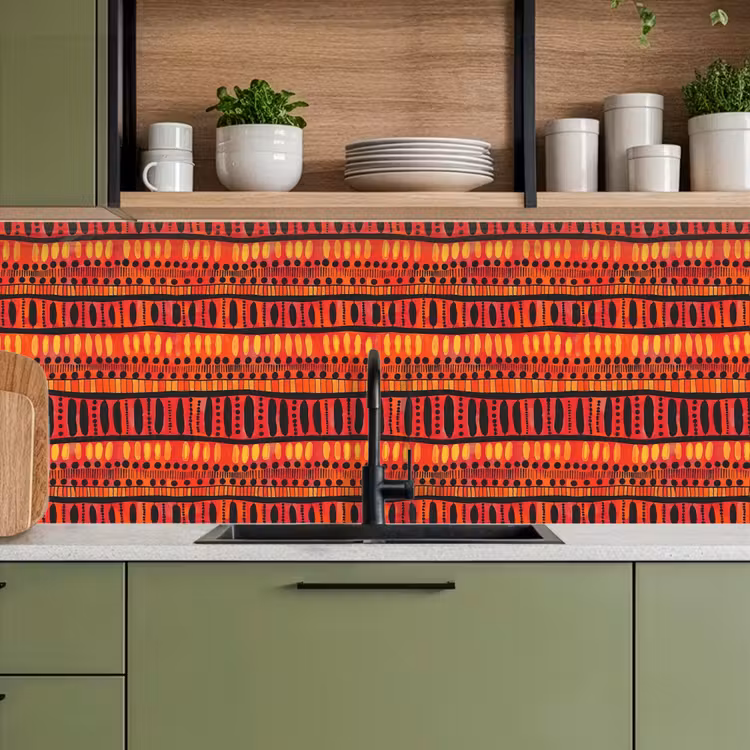 Keuken achterwand - Rood - Oranje - Etnisch - Expressief - Patroon — 5