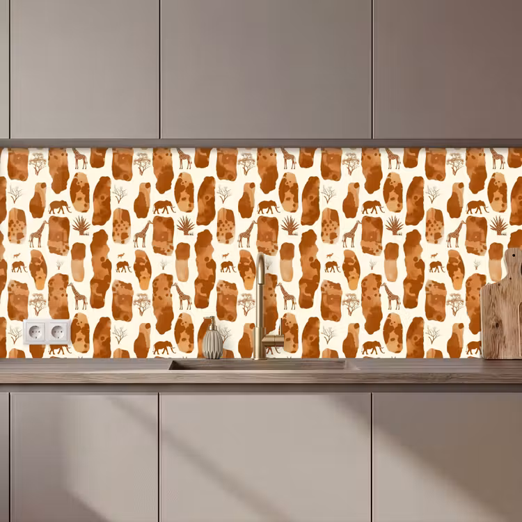 Keuken achterwand - Terracotta - Safari - Dieren - Patroon — 1