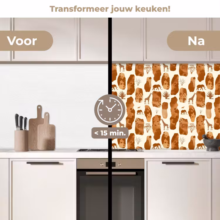 Keuken achterwand - Terracotta - Safari - Dieren - Patroon — 2