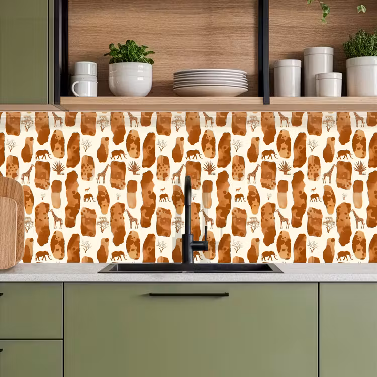 Keuken achterwand - Terracotta - Safari - Dieren - Patroon — 5